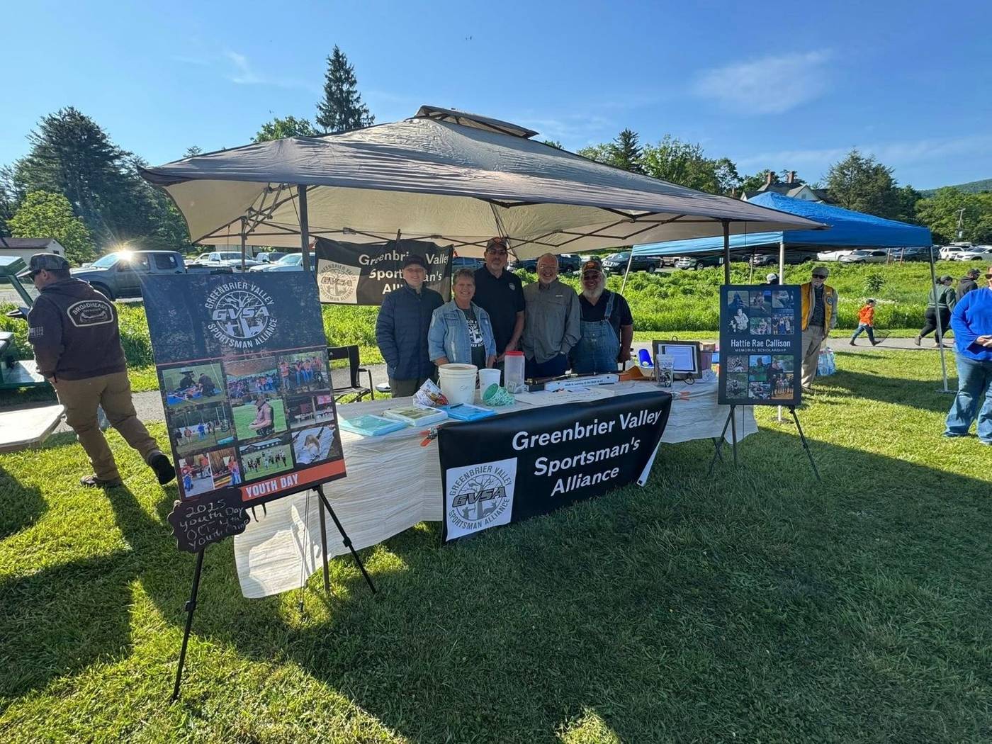 The GVSA table at the Fishing Derby, with Youth Day and Hattie Rae Callison scholarship displays
